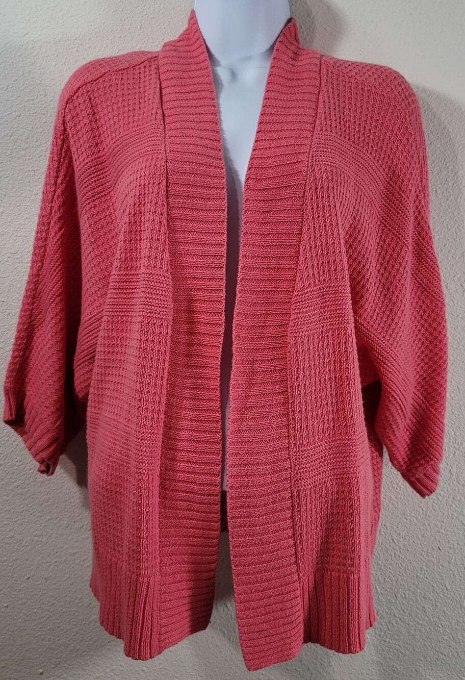 St John's Bay Orange Open Front Knit Cardigan Sweater PL Stretchy Soft